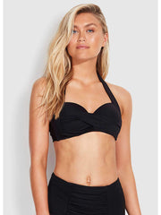 Seafolly Twist Soft Cup Halter Black, view 1, click to see full size