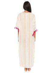 Trina Turk Diamond Cover Caftan White, view 2, click to see full size