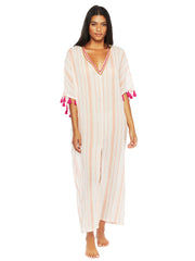 Trina Turk Diamond Cover Caftan White, view 1, click to see full size