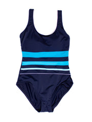 TYR Solid Stripe Panel Tank In Navy/Antibes, view 1, click to see full size