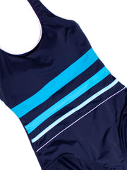TYR Solid Stripe Panel Tank In Navy/Antibes, view 3, click to see full size