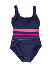 TYR Solid Stripe Panel Tank In Navy/Pink, view 1, click to see full size