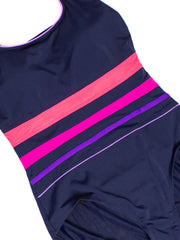 TYR Solid Stripe Panel Tank In Navy/Pink, view 3, click to see full size