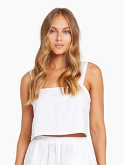 Vitamin A Tallows Crop Top in EcoLinen White, view 1, click to see full size