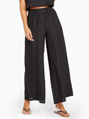 Vitamin A Tallows Wide Leg Pant in EcoLinen Black, view 1, click to see full size