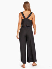 Vitamin A Tallows Wide Leg Pant in EcoLinen Black, view 2, click to see full size
