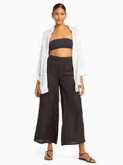 Vitamin A Tallows Wide Leg Pant in EcoLinen Black, view 4, click to see full size