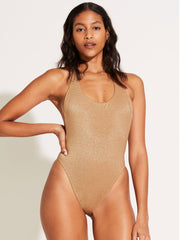 Vitamin A Alia One Piece in Golden Glow Metallic, view 1, click to see full size