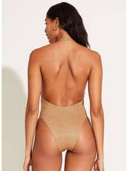 Vitamin A Alia One Piece in Golden Glow Metallic, view 2, click to see full size