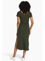 Vitamin A Catalina Tee Dress in Forest Organic Rib, view 2, click to see full size