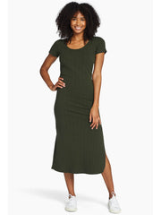 Vitamin A Catalina Tee Dress in Forest Organic Rib, view 1, click to see full size