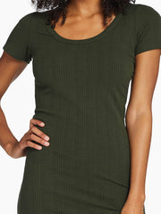 Vitamin A Catalina Tee Dress in Forest Organic Rib, view 3, click to see full size