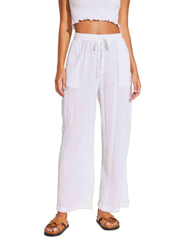 Vitamin A Costa Pant In White Cotton Crinkle