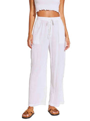 Vitamin A Costa Pant In White Cotton Crinkle, view 1, click to see full size