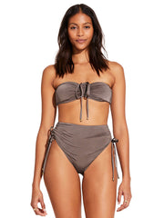 Vitamin A Gemma Ruched Bandeau in Mineral Shimmer EcoLux, view 3, click to see full size