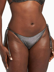 Vitamin A Elle Tie Side Bottom In Graphite Metallic, view 1, click to see full size