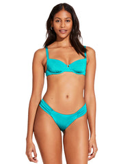 Vitamin A Gemma Ruched Bottom in Oceana Shimmer Ecolux, view 4, click to see full size