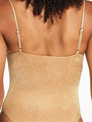 Vitamin A Jenna Bodysuit in Golden Glow Metallic, view 4, click to see full size