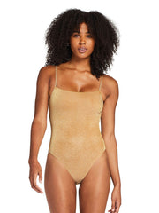 Vitamin A Jenna Bodysuit in Golden Glow Metallic, view 1, click to see full size
