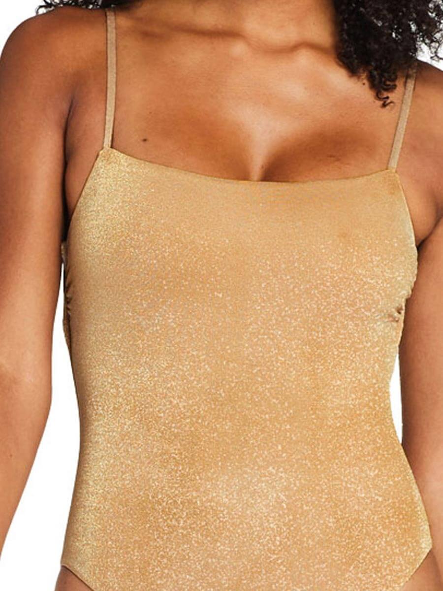 Vitamin A Jenna Bodysuit in Golden Glow Metallic