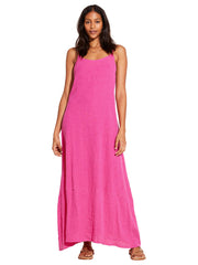 Vitamin A Mari Maxi Dress In Zinnia Crinkle Linen, view 1, click to see full size
