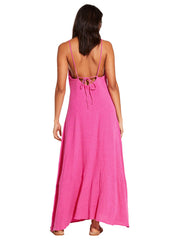 Vitamin A Mari Maxi Dress In Zinnia Crinkle Linen, view 2, click to see full size