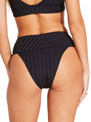 Vitamin A Emmi High Waist Bottom In Black SuperRib, view 2, click to see full size