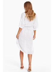 Vitamin A Playa Dress in White EcoLinen, view 2, click to see full size