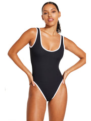Vitamin A Reese One Piece In Reversible Black EcoRib BT, view 1, click to see full size