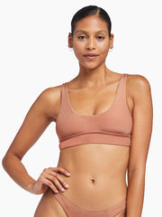 Vitamin A Sienna Tank in Pink Sands Shimmer Rib, view 1, click to see full size