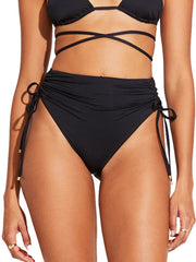 Vitamin A Gemma Ruched High Waist Bottom in Eco Black, view 1, click to see full size