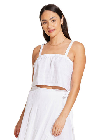 Vitamin A Tallows Blousy Crop Top in EcoLinen White