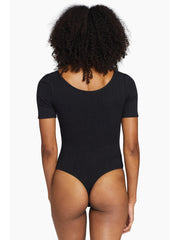 Vitamin A West Bodysuit in Black Organic Rib, view 2, click to see full size
