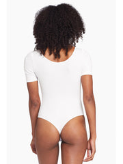 Vitamin A West Bodysuit in White Organic Rib, view 2, click to see full size
