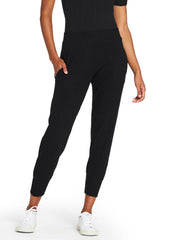 Vitamin A West Pant in Black Organic Rib, view 1, click to see full size