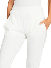 Vitamin A West Pant in White Organic Rib, view 3, click to see full size
