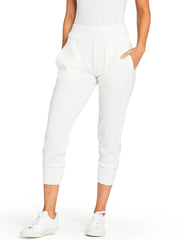 Vitamin A West Pant in White Organic Rib, view 1, click to see full size