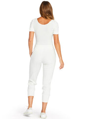 Vitamin A West Pant in White Organic Rib, view 2, click to see full size
