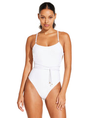 Vitamin A Yara Wrap One Piece In White EcoRib BT, view 1, click to see full size