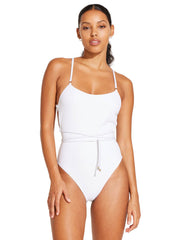 Vitamin A Yara Wrap One Piece In White EcoRib BT, view 3, click to see full size