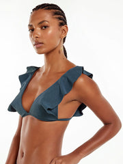 ViX Firenze Liz Top in Blue Grey, view 3, click to see full size